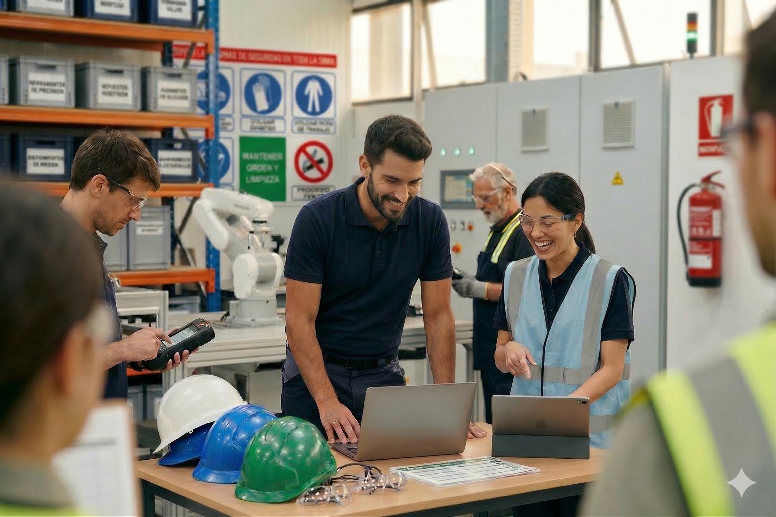 Profesionales de Higiene y Seguridad trabajando en una planta